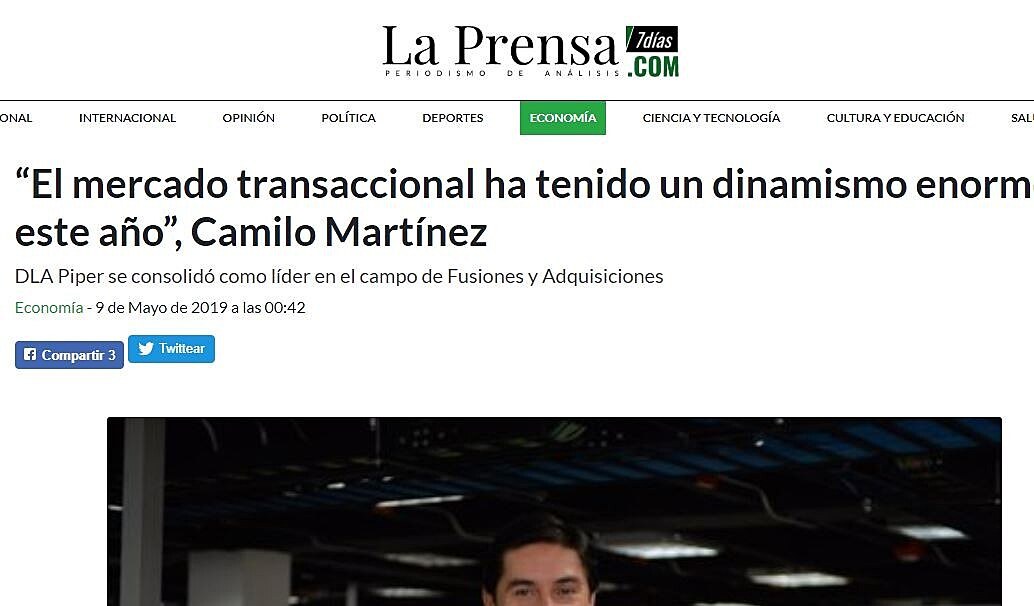 El mercado transaccional ha tenido un dinamismo enorme este ao, Camilo Martnez